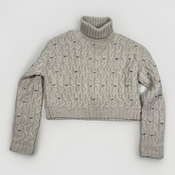 Fenn Wright Manson Wool Cable Knit Cropped Turtleneck Sweater Women's Size S - Picture 2 of 10